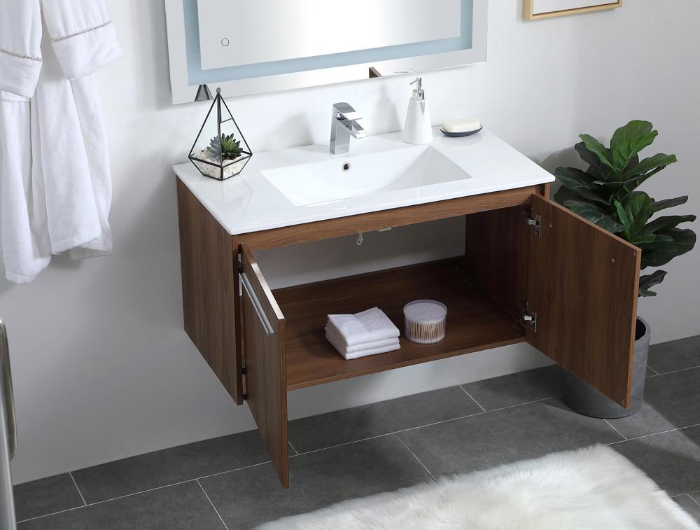 Elegant Furniture & Lighting - Rasina 36 inch Single Bathroom Floating Vanity in Walnut Brown - VF44036WB veiw 4