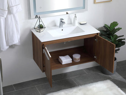 Elegant Furniture & Lighting - Rasina 36 inch Single Bathroom Floating Vanity in Walnut Brown - VF44036WB veiw 4