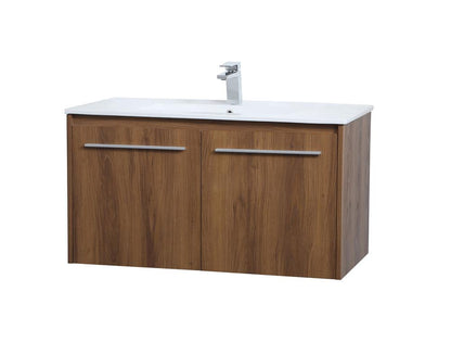 Elegant Furniture & Lighting - Rasina 36 inch Single Bathroom Floating Vanity in Walnut Brown - VF44036WB veiw 7