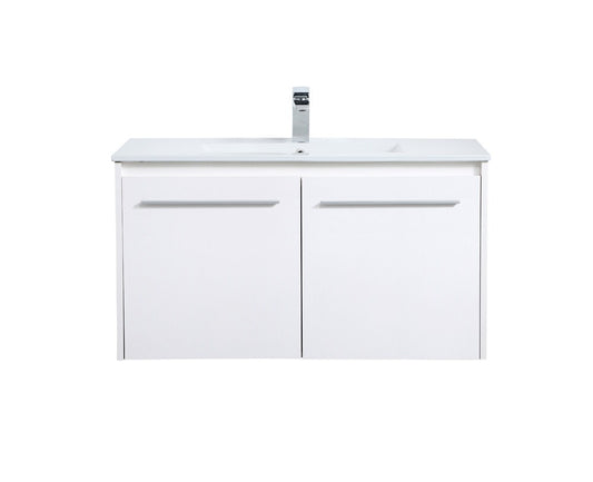 Elegant Furniture & Lighting - Rasina 36 inch Single Bathroom Floating Vanity in White - VF44036WH veiw 1