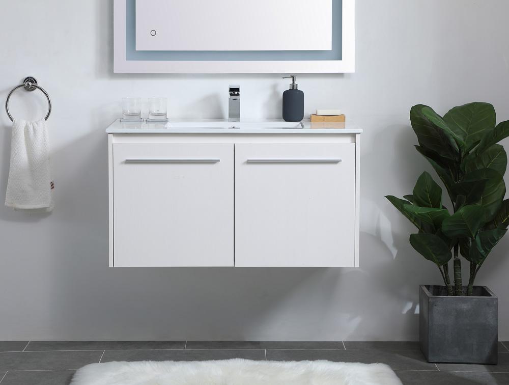 Elegant Furniture & Lighting - Rasina 36 inch Single Bathroom Floating Vanity in White - VF44036WH veiw 2