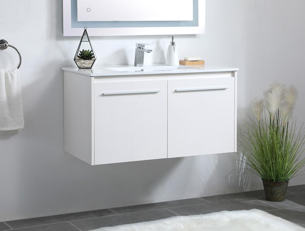 Elegant Furniture & Lighting - Rasina 36 inch Single Bathroom Floating Vanity in White - VF44036WH veiw 3
