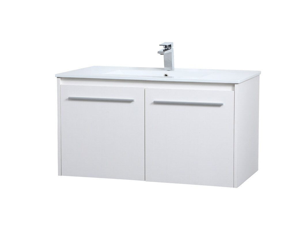 Elegant Furniture & Lighting - Rasina 36 inch Single Bathroom Floating Vanity in White - VF44036WH veiw 7