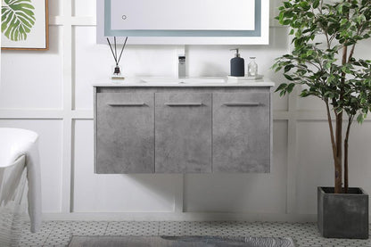 Elegant Furniture & Lighting - Rasina 40 inch Single Bathroom Floating Vanity in Concrete Grey - VF44040CG veiw 2