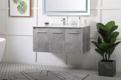 Elegant Furniture & Lighting - Rasina 40 inch Single Bathroom Floating Vanity in Concrete Grey - VF44040CG veiw 3