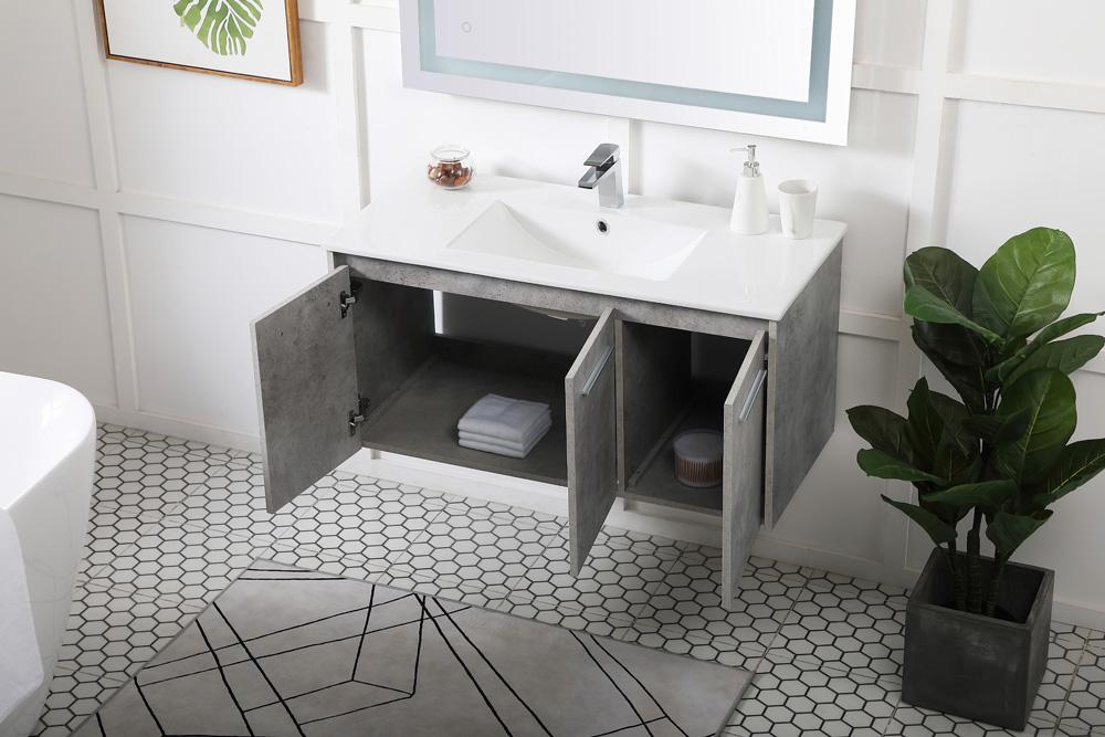 Elegant Furniture & Lighting - Rasina 40 inch Single Bathroom Floating Vanity in Concrete Grey - VF44040CG veiw 4