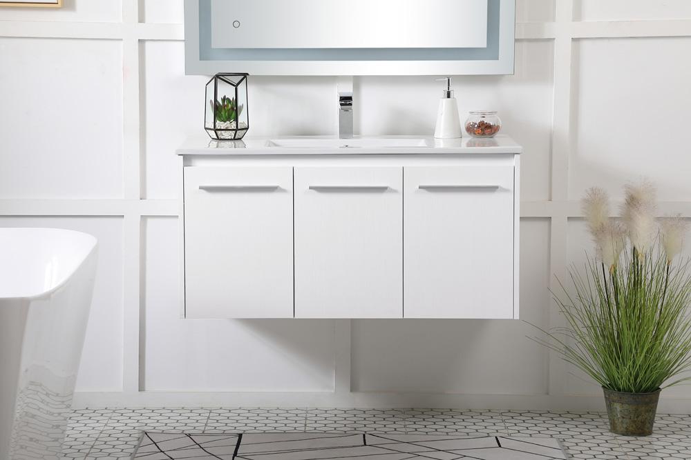 Elegant Furniture & Lighting - Rasina 40 inch Single Bathroom Floating Vanity in White - VF44040WH veiw 2