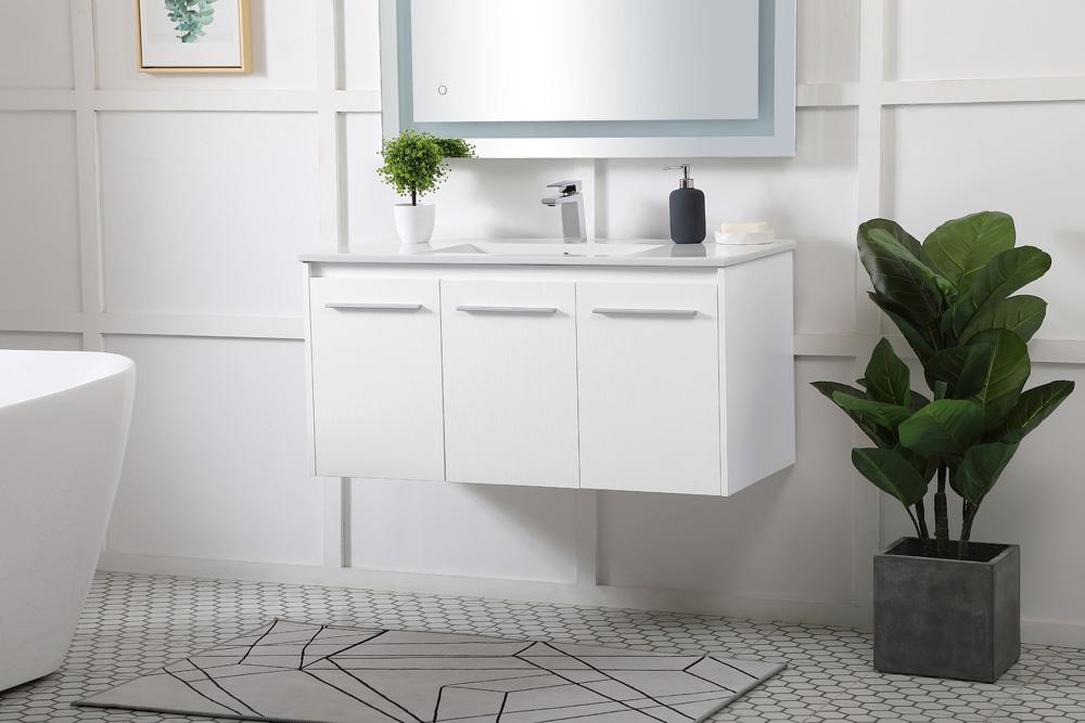 Elegant Furniture & Lighting - Rasina 40 inch Single Bathroom Floating Vanity in White - VF44040WH veiw 3