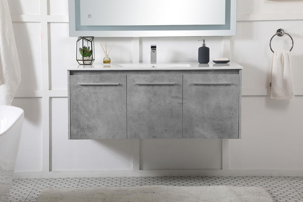 Elegant Furniture & Lighting - Rasina 48 inch Single Bathroom Floating Vanity in Concrete Grey - VF44048CG veiw 2