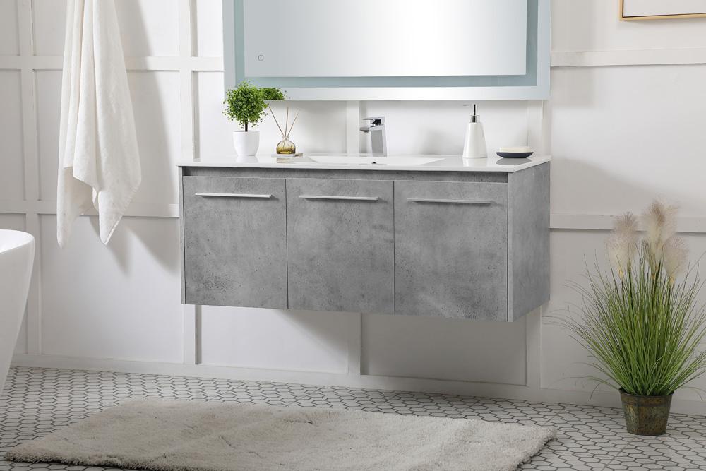 Elegant Furniture & Lighting - Rasina 48 inch Single Bathroom Floating Vanity in Concrete Grey - VF44048CG veiw 3
