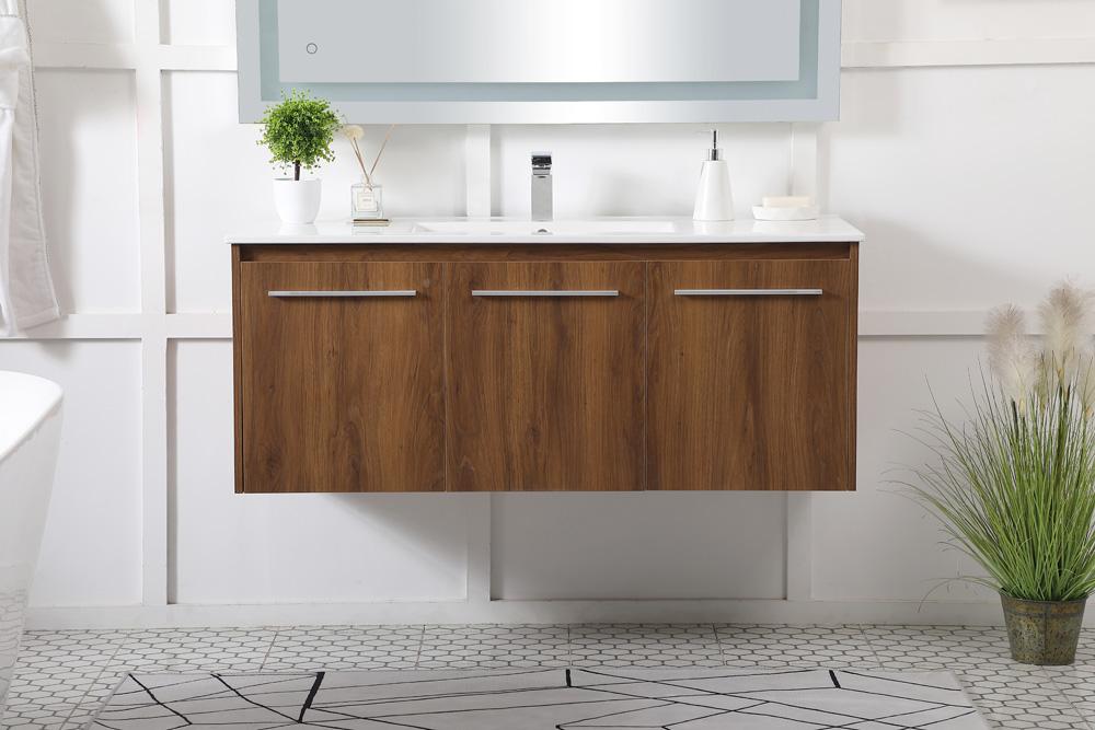 Elegant Furniture & Lighting - Rasina 48 inch Single Bathroom Floating Vanity in Walnut Brown - VF44048WB veiw 2