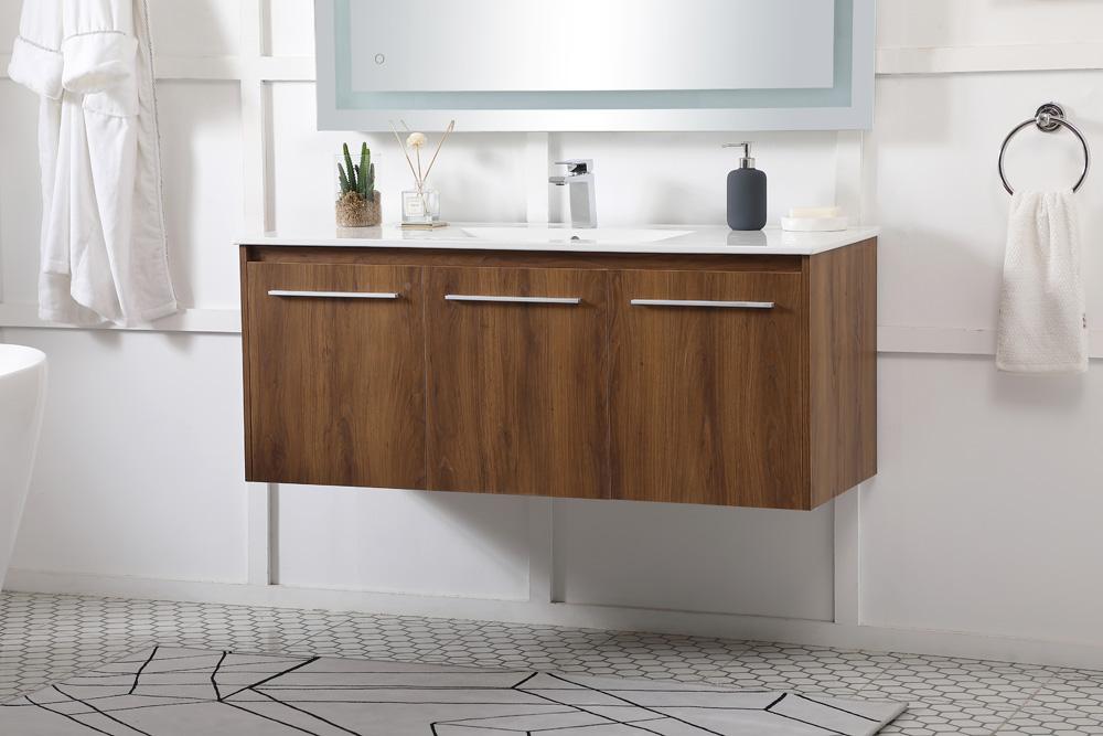 Elegant Furniture & Lighting - Rasina 48 inch Single Bathroom Floating Vanity in Walnut Brown - VF44048WB veiw 4