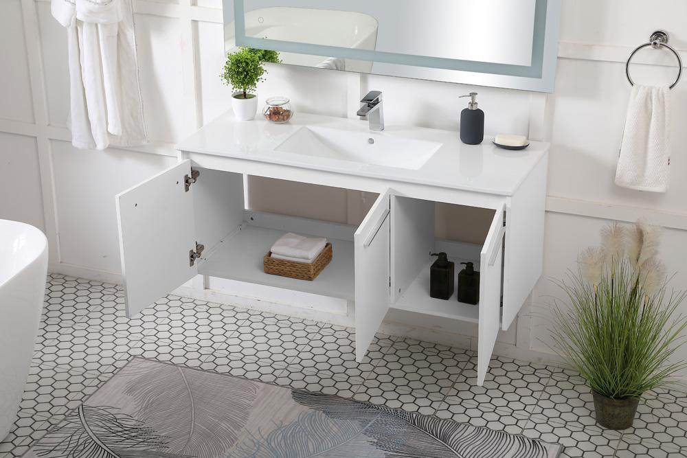 Elegant Furniture & Lighting - Rasina 48 inch Single Bathroom Floating Vanity in White - VF44048WH veiw 3