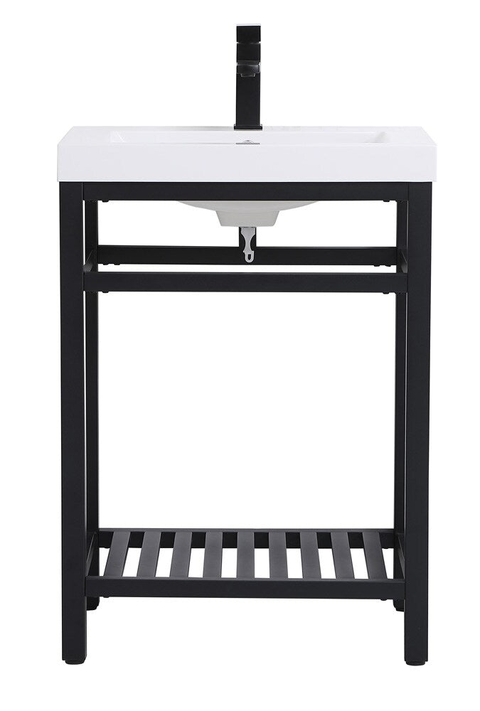 Elegant Furniture & Lighting - Raya 24 inch Single Bathroom Metal Vanity in Black - VF14024BK veiw 1