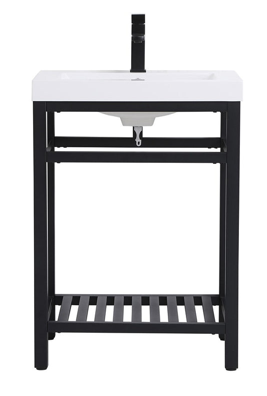 Elegant Furniture & Lighting - Raya 24 inch Single Bathroom Metal Vanity in Black - VF14024BK veiw 1