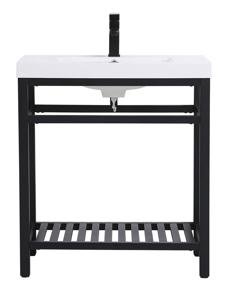 Elegant Furniture & Lighting - Raya 30 inch Single Bathroom Metal Vanity in Black - VF14030BK veiw 1