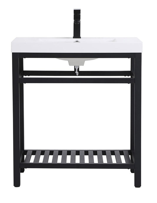 Elegant Furniture & Lighting - Raya 30 inch Single Bathroom Metal Vanity in Black - VF14030BK veiw 1