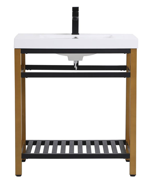 Elegant Furniture & Lighting - Raya 30 inch Single Bathroom Metal Vanity in Golden Black - VF14030GB veiw 1