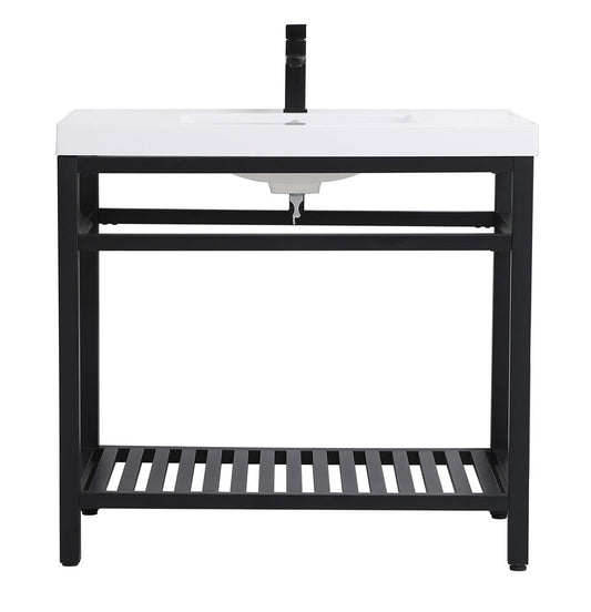 Elegant Furniture & Lighting - Raya 36 inch Single Bathroom Metal Vanity in Black - VF14036BK veiw 1