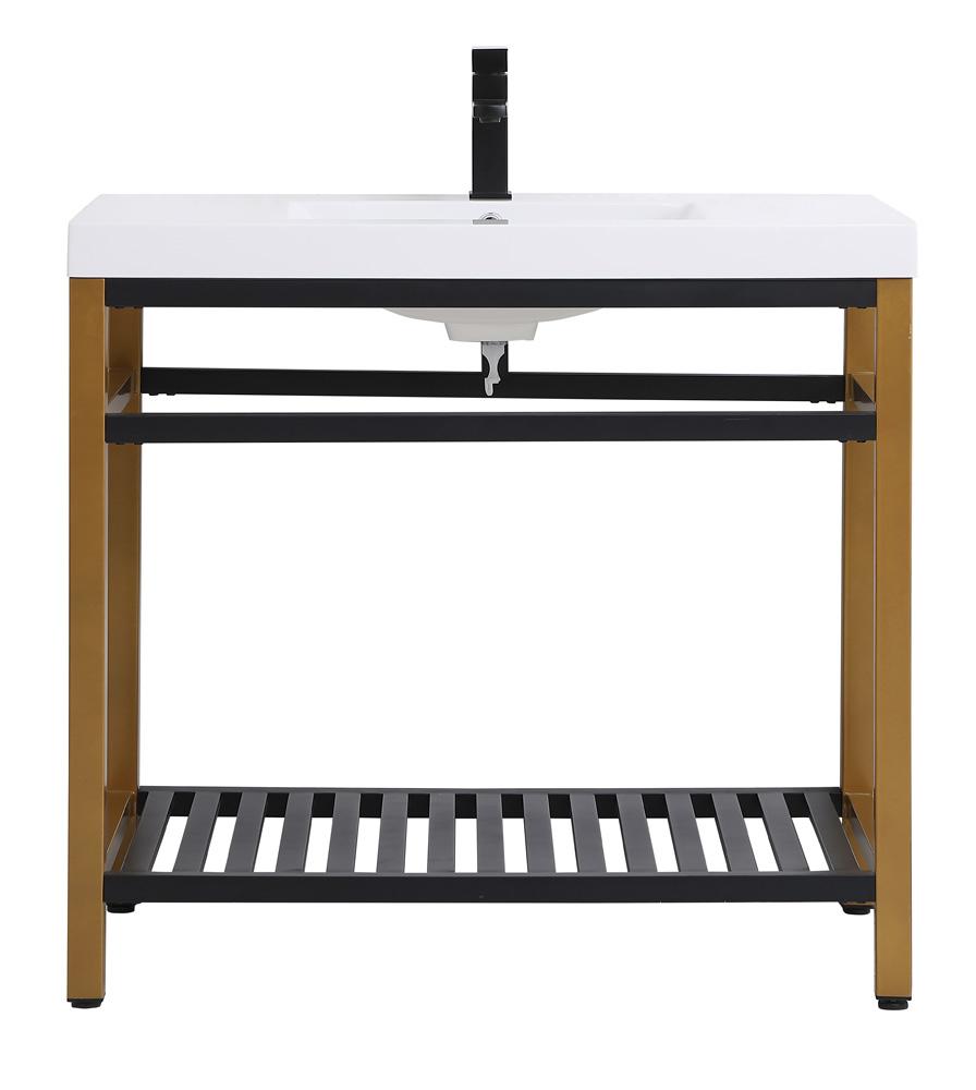 Elegant Furniture & Lighting - Raya 36 inch Single Bathroom Metal Vanity in Golden Black - VF14036GB veiw 1