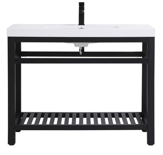 Elegant Furniture & Lighting - Raya 42 inch Single Bathroom Metal Vanity in Black - VF14042BK veiw 1