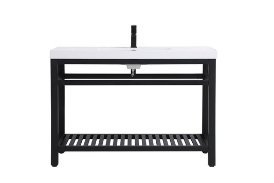 Elegant Furniture & Lighting - Raya 48 inch Single Bathroom Metal Vanity in Black - VF14048BK veiw 1