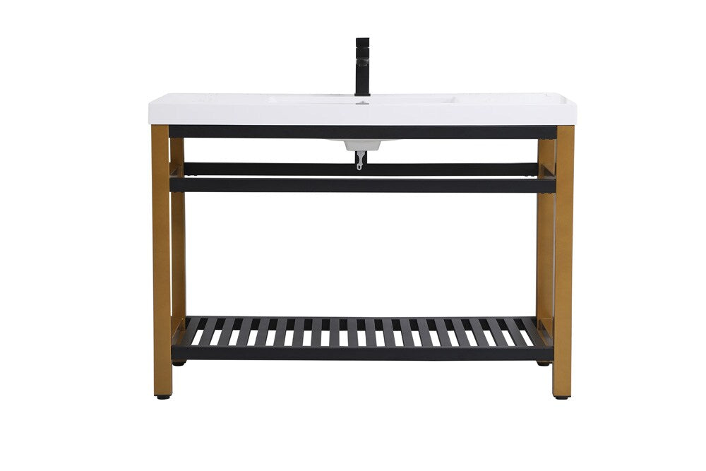 Elegant Furniture & Lighting - Raya 48 inch Single Bathroom Metal Vanity in Golden Black - VF14048GB veiw 1