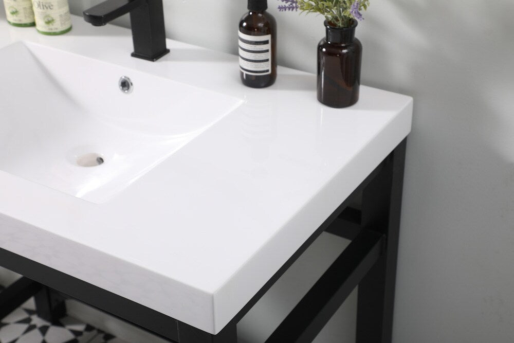 Elegant Furniture & Lighting - Raya 36 inch ADA compliant Single bathroom metal vanity in black - VF14536BK veiw 5