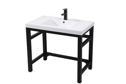 Elegant Furniture & Lighting - Raya 36 inch ADA compliant Single bathroom metal vanity in black - VF14536BK veiw 8