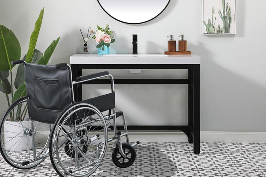 Elegant Furniture & Lighting - Raya 42 inch ADA compliant Single bathroom metal vanity in black - VF14542BK veiw 2