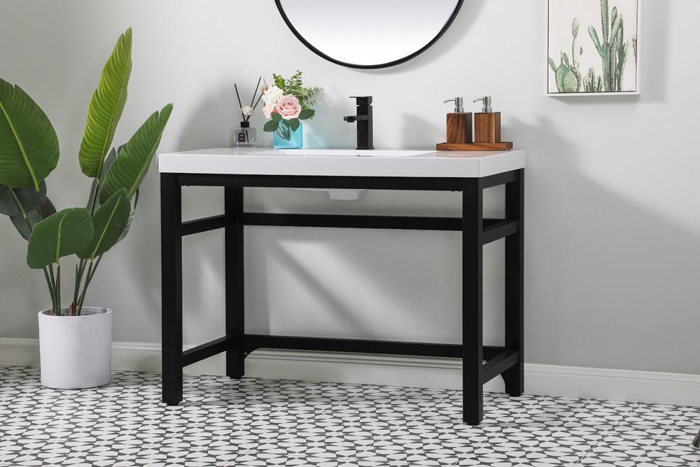 Elegant Furniture & Lighting - Raya 42 inch ADA compliant Single bathroom metal vanity in black - VF14542BK veiw 3