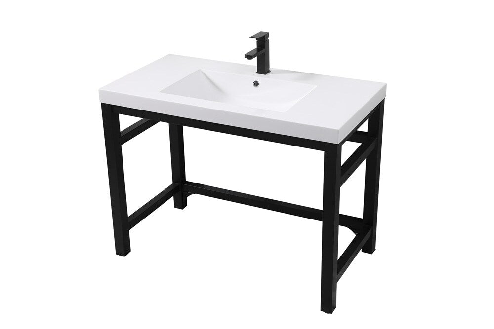 Elegant Furniture & Lighting - Raya 42 inch ADA compliant Single bathroom metal vanity in black - VF14542BK veiw 8