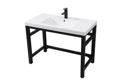 Elegant Furniture & Lighting - Raya 42 inch ADA compliant Single bathroom metal vanity in black - VF14542BK veiw 8