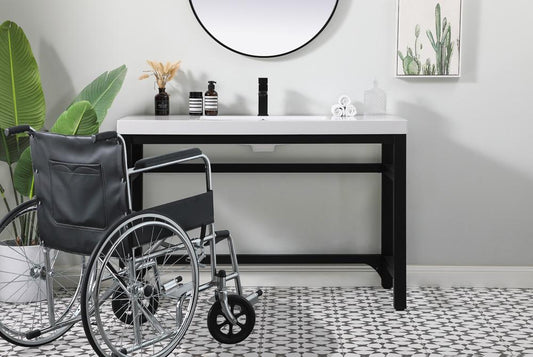 Elegant Furniture & Lighting - Raya 48 inch ADA compliant Single bathroom metal vanity in black - VF14548BK veiw 2
