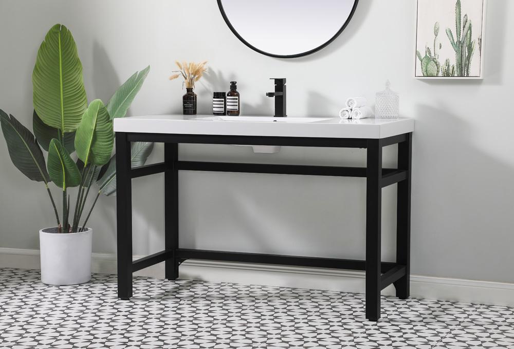 Elegant Furniture & Lighting - Raya 48 inch ADA compliant Single bathroom metal vanity in black - VF14548BK veiw 3