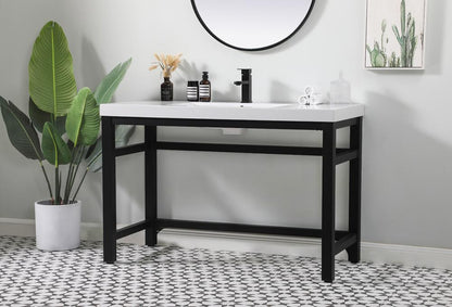 Elegant Furniture & Lighting - Raya 48 inch ADA compliant Single bathroom metal vanity in black - VF14548BK veiw 3