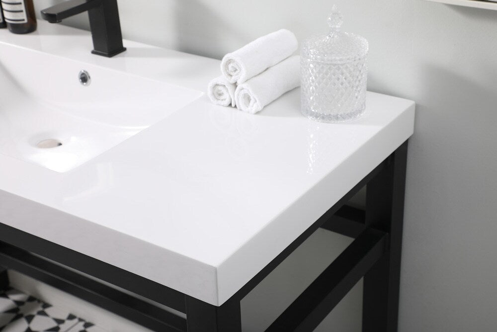 Elegant Furniture & Lighting - Raya 48 inch ADA compliant Single bathroom metal vanity in black - VF14548BK veiw 5