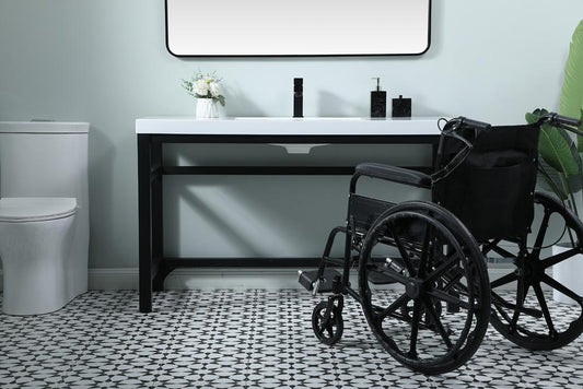 Elegant Furniture & Lighting - Raya 54 Inch ADA Compliant SIngle Bathroom Metal Vanity In Black - VF14554BK veiw 2