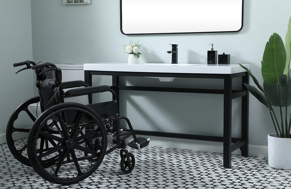 Elegant Furniture & Lighting - Raya 54 Inch ADA Compliant SIngle Bathroom Metal Vanity In Black - VF14554BK veiw 3