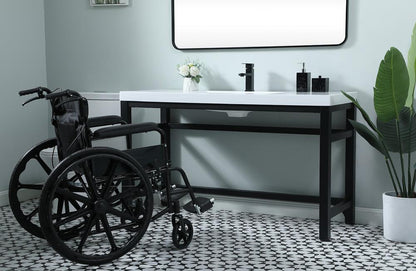 Elegant Furniture & Lighting - Raya 54 Inch ADA Compliant SIngle Bathroom Metal Vanity In Black - VF14554BK veiw 3