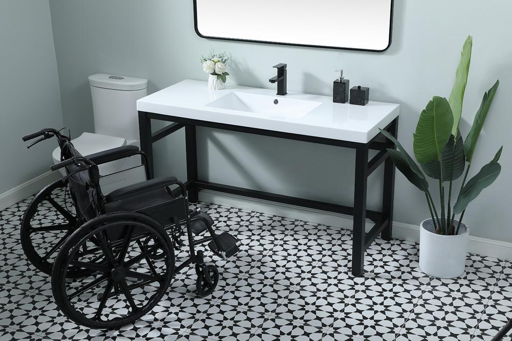 Elegant Furniture & Lighting - Raya 54 Inch ADA Compliant SIngle Bathroom Metal Vanity In Black - VF14554BK veiw 4