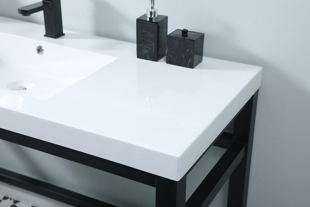Elegant Furniture & Lighting - Raya 54 Inch ADA Compliant SIngle Bathroom Metal Vanity In Black - VF14554BK veiw 6