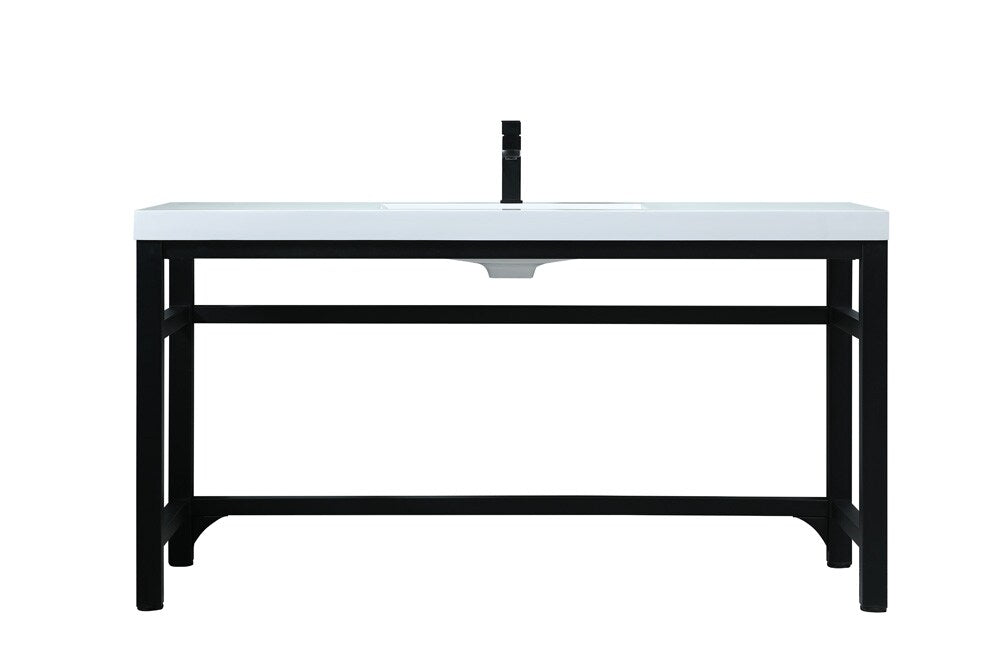 Elegant Furniture & Lighting - Raya 60 Inch ADA Compliant SIngle Bathroom Metal Vanity In Black - VF14560BK veiw 1