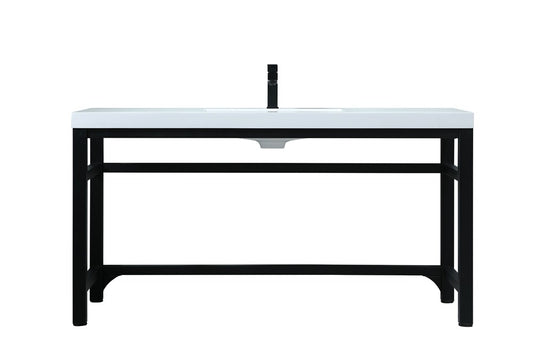 Elegant Furniture & Lighting - Raya 60 Inch ADA Compliant SIngle Bathroom Metal Vanity In Black - VF14560BK veiw 1