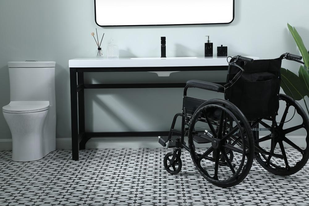 Elegant Furniture & Lighting - Raya 60 Inch ADA Compliant SIngle Bathroom Metal Vanity In Black - VF14560BK veiw 2