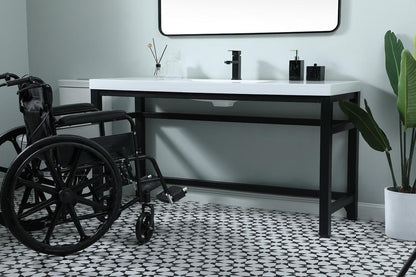 Elegant Furniture & Lighting - Raya 60 Inch ADA Compliant SIngle Bathroom Metal Vanity In Black - VF14560BK veiw 3
