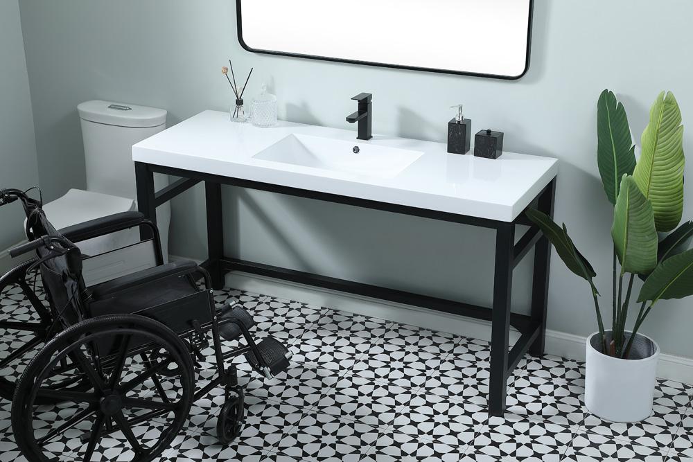Elegant Furniture & Lighting - Raya 60 Inch ADA Compliant SIngle Bathroom Metal Vanity In Black - VF14560BK veiw 4