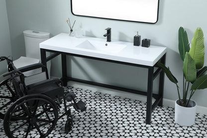 Elegant Furniture & Lighting - Raya 60 Inch ADA Compliant SIngle Bathroom Metal Vanity In Black - VF14560BK veiw 4