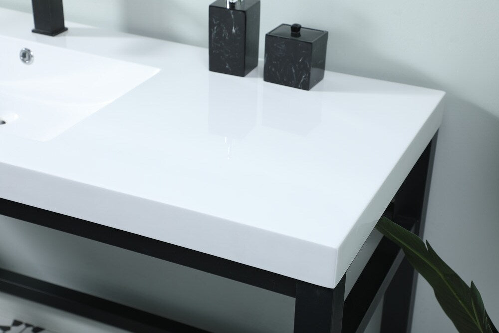 Elegant Furniture & Lighting - Raya 60 Inch ADA Compliant SIngle Bathroom Metal Vanity In Black - VF14560BK veiw 6