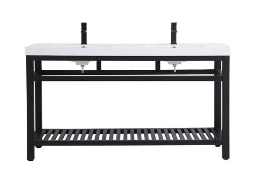 Elegant Furniture & Lighting - Raya 60 inch Double Bathroom Metal Vanity in Black - VF14060DBK veiw 1